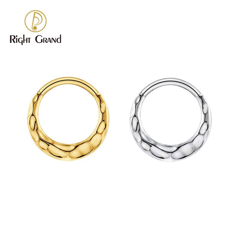 Right Grand 16G Implant Grade Titanium Daith Piercing Mirror Polish Hammered Hinged Nose Clicker
