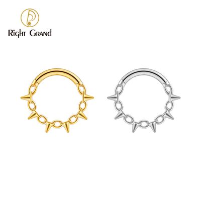 Right Grand Titanium ASTM F136 Implant Grade Chain With Spike Earring Hoop Hinged Segment Clickers