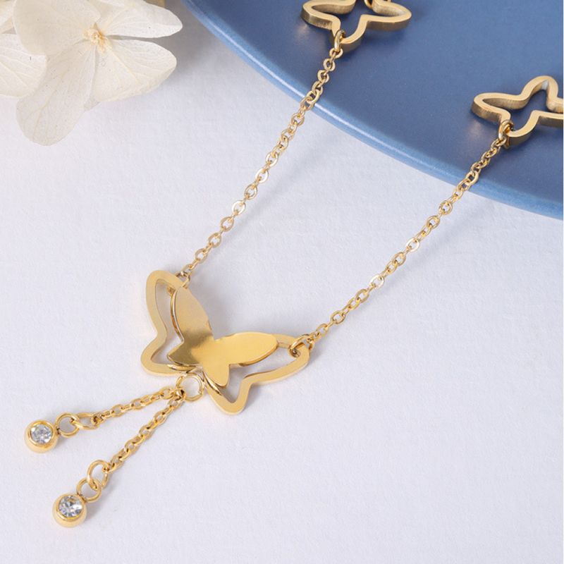 Right Grand Fashion Foot Jewelry Bracelet De Chevill Butterfly Pendant Drop Women Stainless Steel Anklets