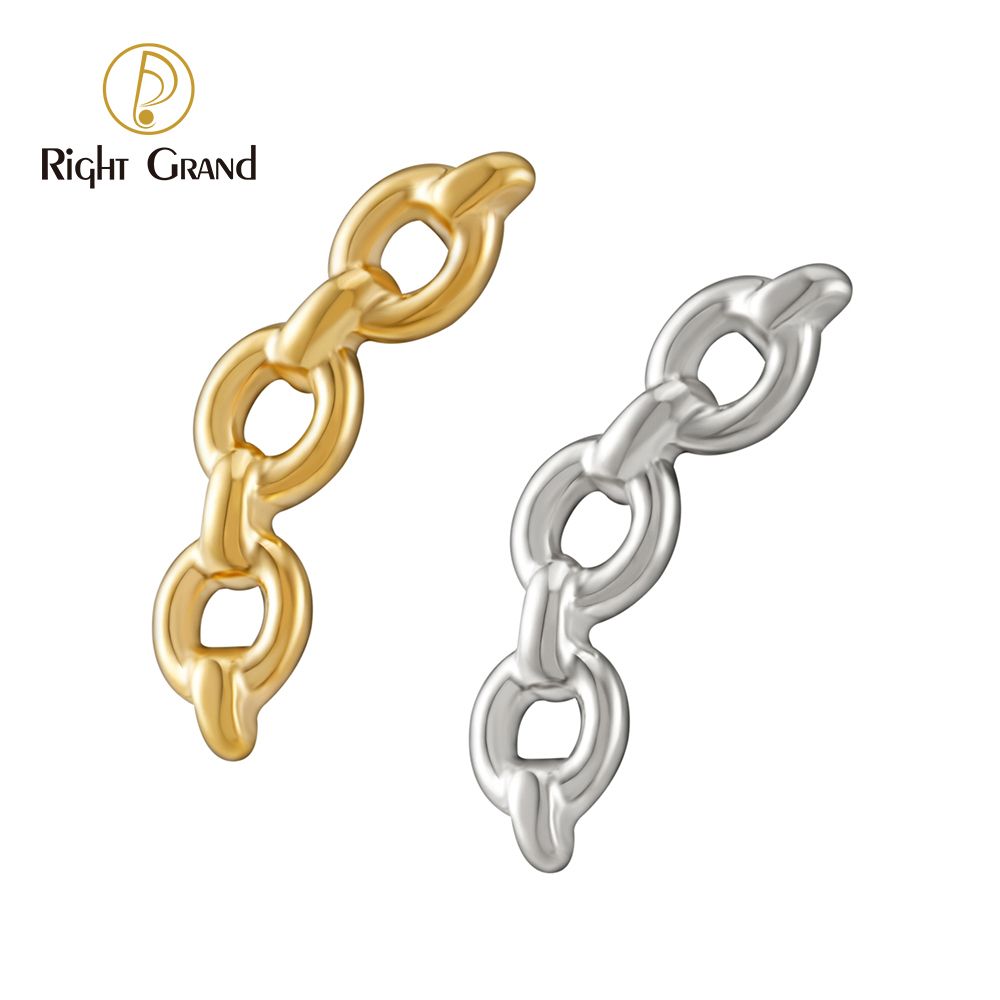 Right Grand ASTM F136 Titanium 16G Internal Threaded Chunky Chain Stud Earring Chain Link Cartilage Helix Tragus Nose Labret Piercing Top