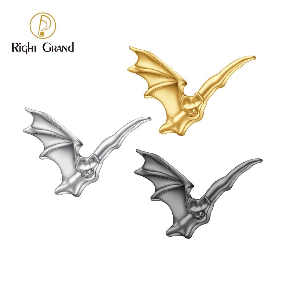 Right Grand ASTM F136 Titanium 16G  Internal Threaded Flying Bat Cartilage Earring Internally Threaded Helix Earring Flatback Tragus Stud Piercing Top