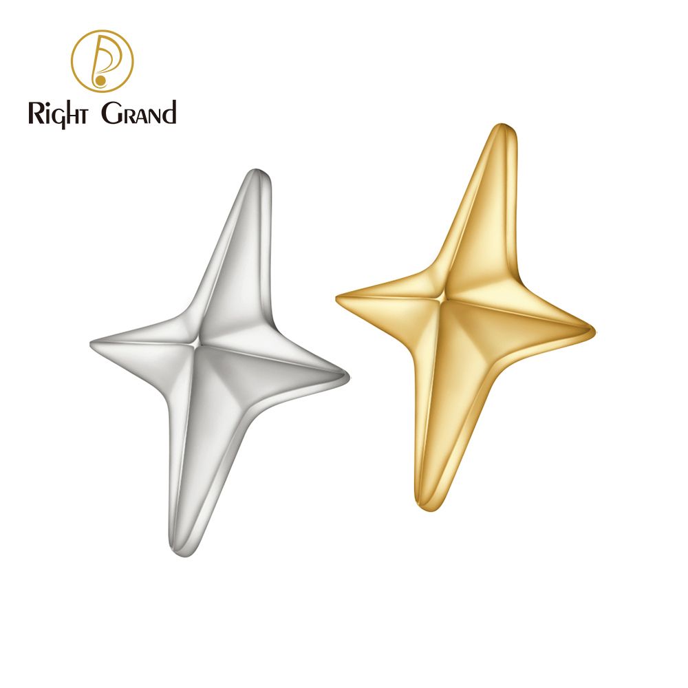 Right Grand ASTM F136 Titanium 16G Internal Threaded Four-Pointed Star Cartilage Earring Helix Tragus Stud Flatback Labret Nose Stud Piercing Top
