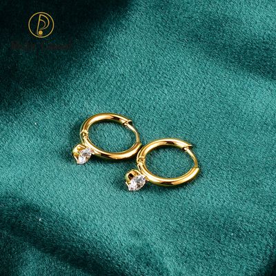 Right Grand High Quality Fashion Jewelry Women Gold Plated Stainless Steel Mini Cz Zircon Huggie Hoop Earrings