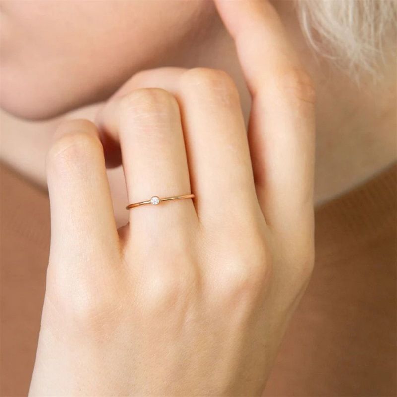 Right Grand Personalized Custom Stackable Birthstone Fashion Women Jewelry Stainless Steel Gold Plated Birth Stone Ring