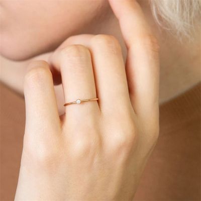 Right Grand Personalized Custom Stackable Birthstone Fashion Women Jewelry Stainless Steel Gold Plated Birth Stone Ring