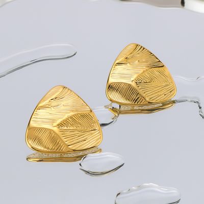 Right Grand New Geometric Waterproof Chunky Jewelry Brincos Femininos Stainless Steel 18K Gold Plated Triangle Stud Earrings