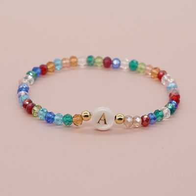 Right Grand Trending Alphabet Handmade Accessories Jewelry Shell Initial Custom Letter Crystal Bead Bracelet