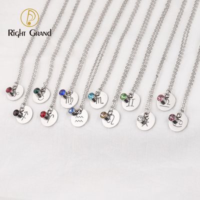 Right Grand New Trend Fashion Women Astrology Birthday Gift Jewelry Cubic Zircon Birthstone Zodiac Sign Necklaces