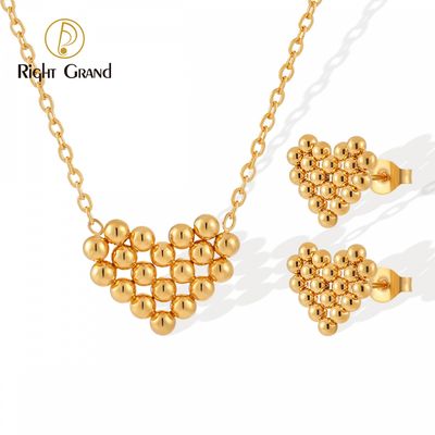 Right Grand Wholesale fashion jewelry gold filled Spliced Love Steel Balls Earrings Necklaces Jewelry Set