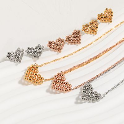 Right Grand Wholesale fashion jewelry gold filled Spliced Love Steel Balls Earrings Necklaces Jewelry Set