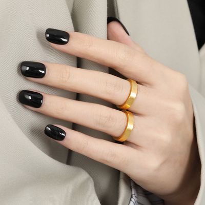 Right Grand Fashion Gold Platted Women Jewelry Stainless Steel Rings Layered Plain Ring Brushed Fashion Jewelry Rings