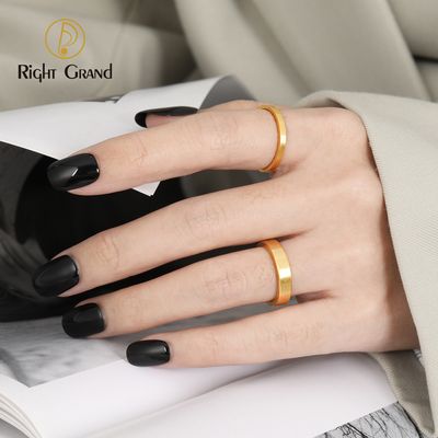 Right Grand Fashion Gold Platted Women Jewelry Stainless Steel Rings Layered Plain Ring Brushed Fashion Jewelry Rings