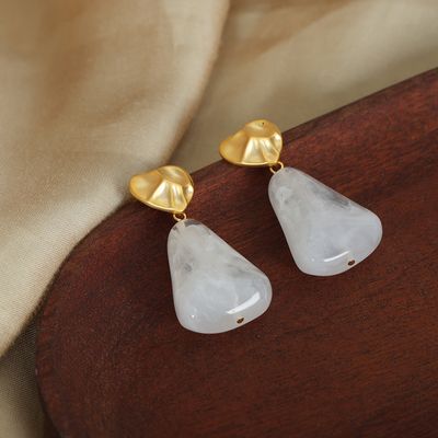 Right Grand Wholesale Retro Women Jewelry Copper Plated Heart Teardrop Women Drop Dangle Resin Acrylic Earrings