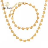 Right Grand Elegant Women Fashion Wholesale Embossed Flower Heart Pendant 18K Gold Plated Stainless Steel Jewelry Set