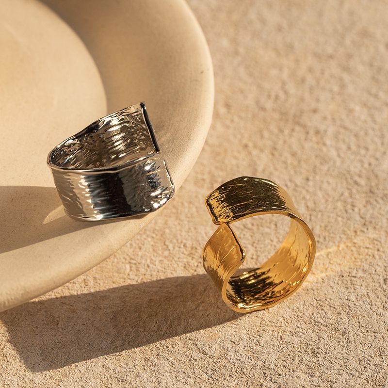 Right Grand New 18K Gold Plated Stainless Steel Jewelry Gift Splicing Opening Wide Folding Statement Rings