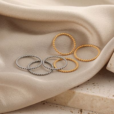 Right Grand Simple Fashion Jewelry Anillos Acero Inoxidable Por Mayor Gold Plated Stainless Steel Beaded Rings