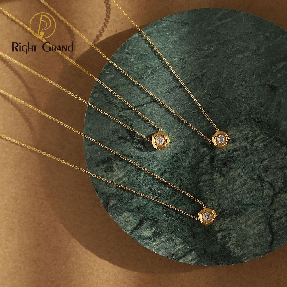 Right Grand Fashion Dainty Minimalist Stainless Steel Waterproof No tarnish PVD Plated Irregular Geometry Zircon Necklace