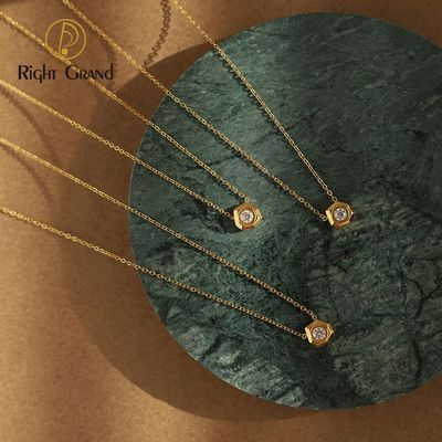 Right Grand Fashion Dainty Minimalist Stainless Steel Waterproof No tarnish PVD Plated Irregular Geometry Zircon Necklace