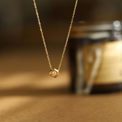 Right Grand Fashion Dainty Minimalist Stainless Steel Waterproof No tarnish PVD Plated Irregular Geometry Zircon Necklace