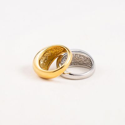 Right Grand Simple Fine Jewelry Tarnish Free Fashion Women 18K Gold Plated Bold Chunky Stainless Steel Ring