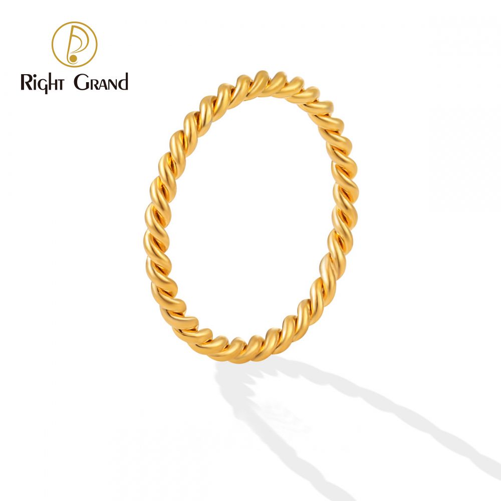 Right Grand Minimalist Classic Fashion Trendy Jewelry Stainless Steel Gold Plated Thin Twisted Rope Ring