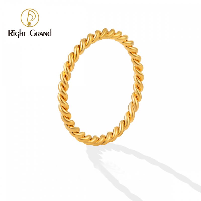 Right Grand Minimalist Classic Fashion Trendy Jewelry Stainless Steel Gold Plated Thin Twisted Rope Ring