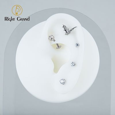 Right Grand ASTM F136 Titanium 14G Convex Base CZ Floating Belly Button Ring 10/12/14mm Curved Barbell Navel Piercing Jewelry