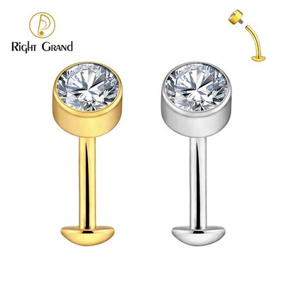 Right Grand ASTM F136 Titanium 14G Convex Base CZ Floating Belly Button Ring 10/12/14mm Curved Barbell Navel Piercing Jewelry