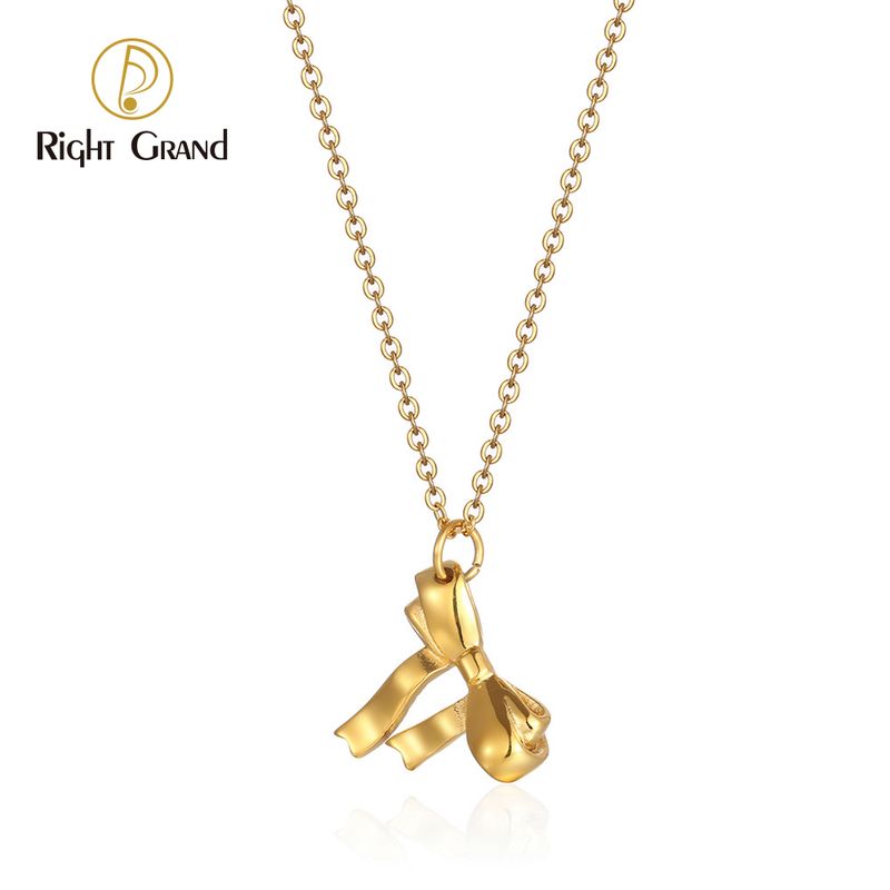 Right Grand Wholesale Dainty Women&#39;S Accessories Fashion Jewelry Gold Plated Bow Charm Necklace