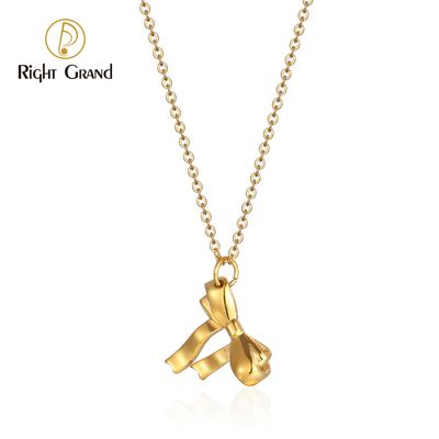 Right Grand Wholesale Dainty Women&#39;S Accessories Fashion Jewelry Gold Plated Bow Charm Necklace