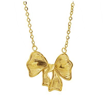 Right Grand Popular Retro Non Tarnish Waterproof Dainty Fashion Jewelry Gold Plated Bow Charm Necklace, color: Gold, size: Necklace(45+5cm)