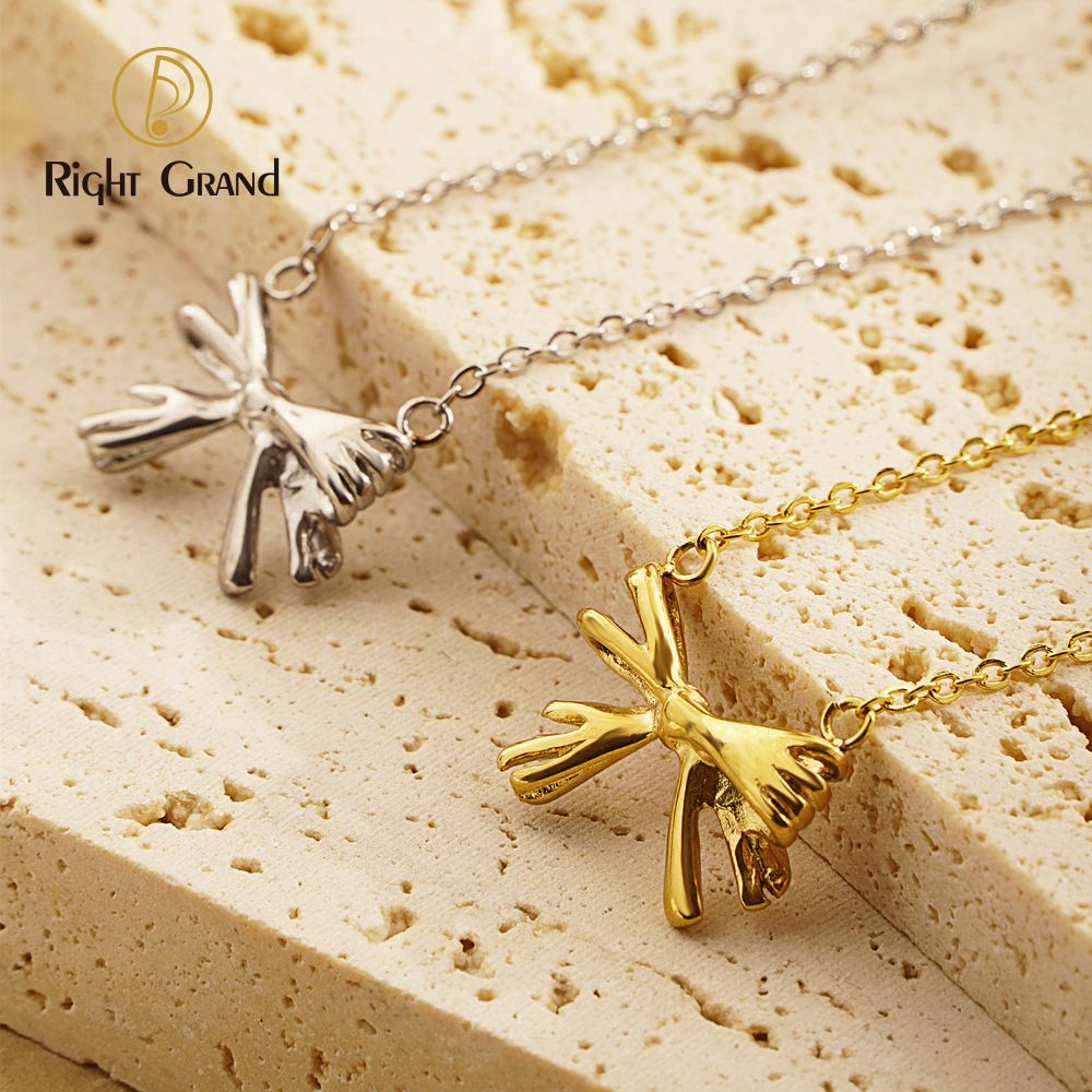 Right Grand Waterproof Fashion Jewelry Gift Trendy Simple Sweet Girl Gold Plated Bow Tie Charm Necklace