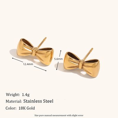 Right Grand New Trend Women 2024 Tarnish Free 18K Gold Plated Stainless Steel Bow Knot Necklace Earring Jewelry Set