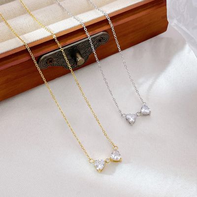 Right Grand Simple Cute Sweet Girl Women Fashion Jewelry Gift Gold Plated Cubic Zirconia Bow Pendant Necklace