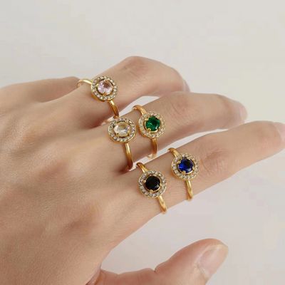 Right Grand Engagement Luxury Women Diamond Cz Stone Fine Jewelry 18K Gold Plated Adjustable Cubic Zirconia Ring