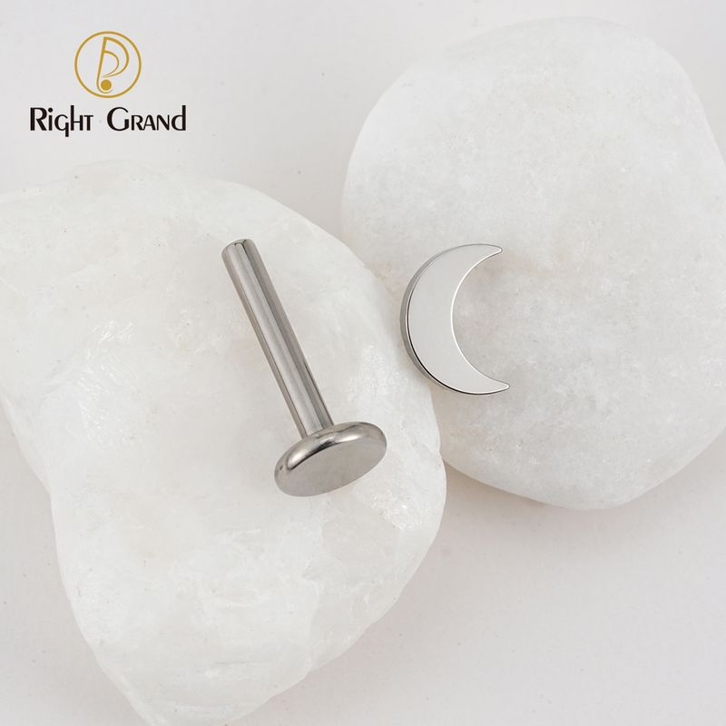 Titanium ASTM F136 Internally Threaded Cresent Moon Shape Labret Body Jewelry