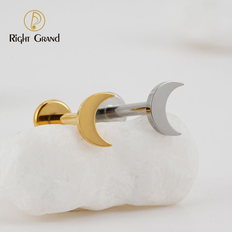 Titanium ASTM F136 Internally Threaded Cresent Moon Shape Labret Body Jewelry