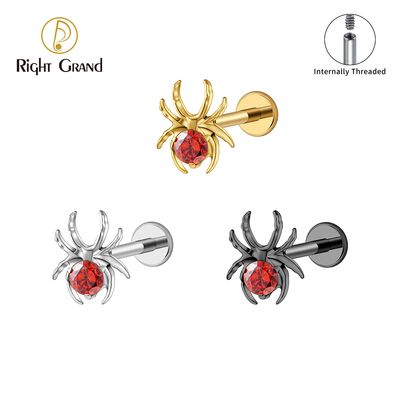 Right Grand ASTM F136 Titanium 16G Internal Thread CZ Spider Cartilage Earring Animal Spider Helix Tragus Lobe Stud Halloween Piercing Right Grand ASTM F136 Titanium 16G Internal Thread CZ Spider Cartilage Earring Animal Spider Helix Tragus Lobe Stud Halloween Piercing