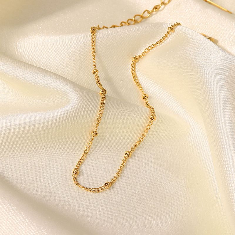 Right Grand New Minimalist Tarnish Free Ladies Girls Fashion Jewelry 18K Gold Stainless Steel Beaded Anklets