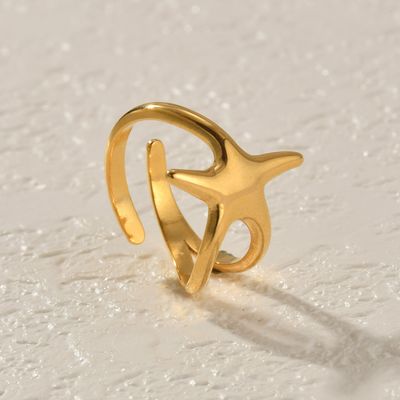 Right Grand Trendy Women Jewelry Summer Beach Starfish Fashion Gold Plated Stainless Steel Adjustable Open Star Ring