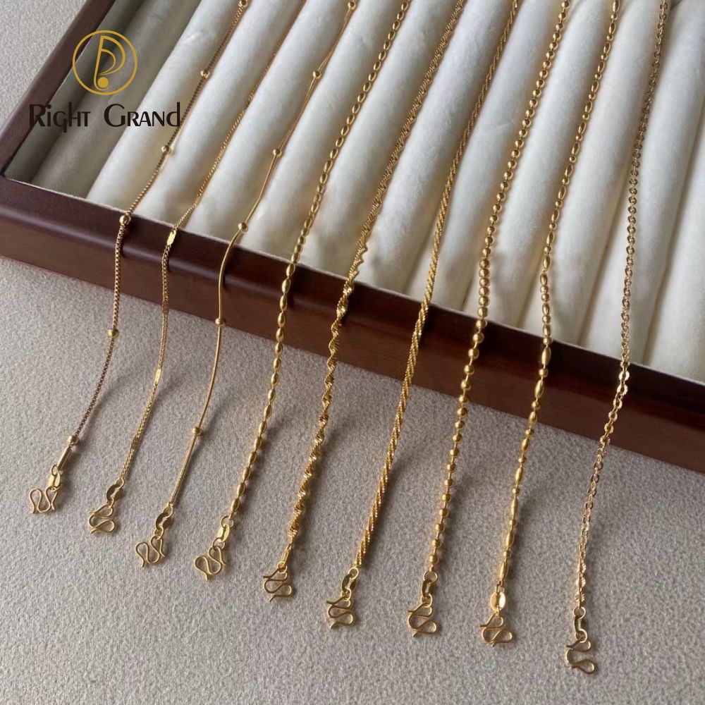 Right Grand Wholesale Fashion Stainless Steel Gold Plated Bead Necklace Chain Necklace Fashion Jewelry for Women