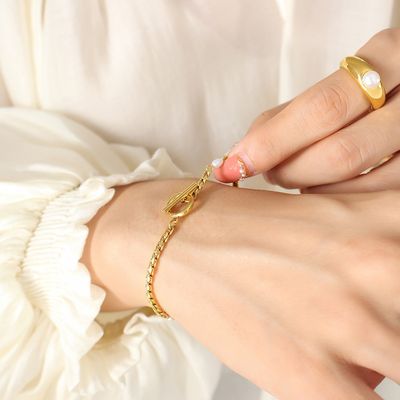 Right Grand Women Fashion Jewelry Dainty Ot Clasp Stainless Steel Rope Chain 18K Gold Freshwater Pearl Bracelet