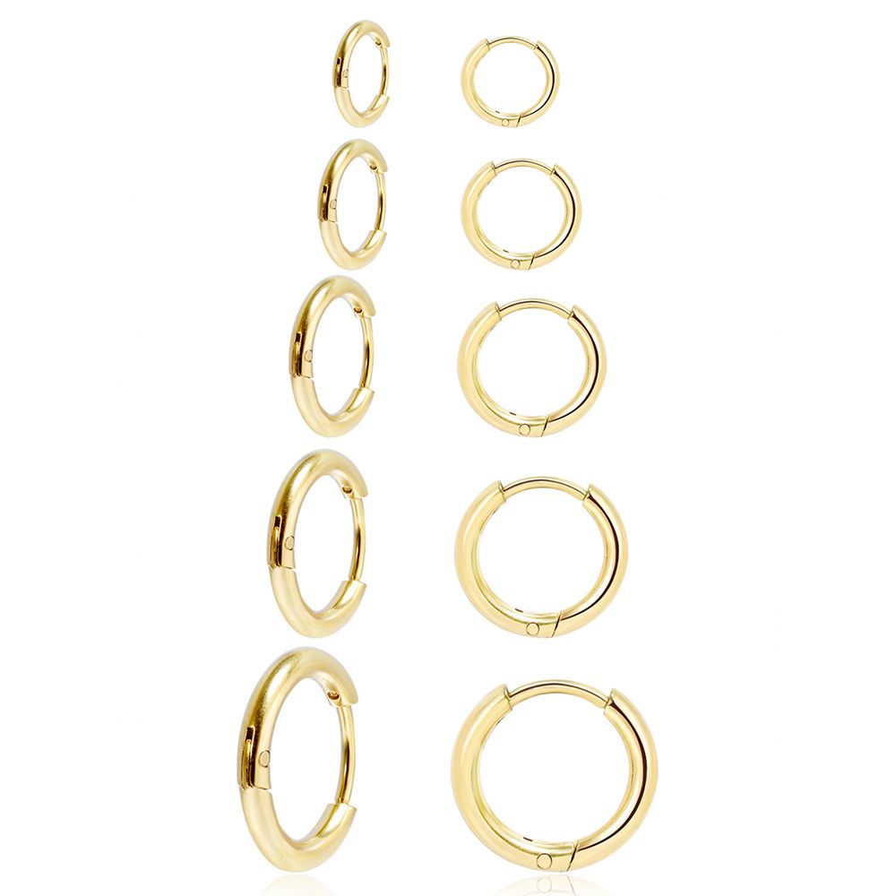 Right Grand Simple Custom Tarnish Free Fashion Jewelry Women Huggie Stainless Steel Wholesale Small 18K Gold Plated Hoop Earrings