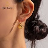 Right Grand Tarnish Free Waterproof Vintage Statement Ocean Jewelry Stainless Steel Gold Plated Sea Shell Drop Earrings