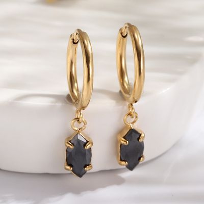 Right Grand New Popular Fashion Jewelry Women Gold Plated Stainless Steel Dangle Drop Claw Set Horse Eye Zircon Hoop Earrings