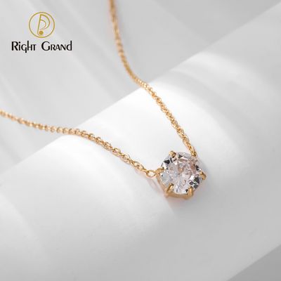 Right Grand Wholesale Dainty Luxury Woman Fashion Statement Jewelry Stainless Steel Diamond Zircon Pendant Necklace