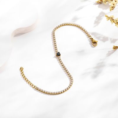 Right Grand Fashion Luxury Non Tarnish Stainless Steel Jewelry 18K Gold Plated Heart Zircon Tennis Bracelet