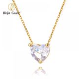 Right Grand Dainty Simple Woman Fashion Jewelry Stainless Steel Diamond Zircon Bling Love Heart Pendant Necklace