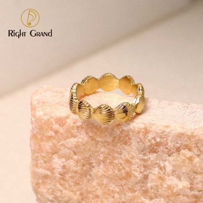 Right Grand New Ocean Summer Trendy Ring Jewelry Women 2024 Pvd 18K Gold Plated Stainless Steel Shell Ring