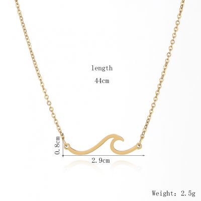 Right Grand Wholesale Simple Girl Summer Beach Fashion Jewelry Stainless Steel Pvd Gold Plated Sea Wave Charm Necklace, color: Gold, size: Necklace(44cm)